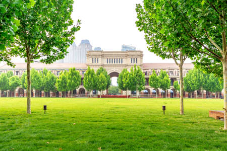 Tianjin, CHINA - JUNE 22, 2019: Mingyuan Stadium, built by the British Concession Bureau of Industry (B.M.C) in 1920.のeditorial素材