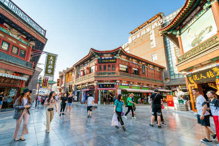 TIANJIN, CHINA - JUNE 21, 2019:Tianjin Ancient Culture Street, located outside the east gate of the northeast corner of Nankai District, Tianjin, is mainly engaged in cultural supplies.のeditorial素材