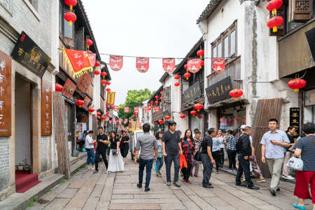 SUZHOU, China - June 23, 2018: Shantang Street is located in the northwest of the ancient city and is a famous "Chinese historical and cultural street".のeditorial素材