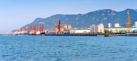 A large dock by the sea, Lianyungang, China.の写真素材