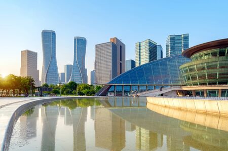Panorama of the city square and modern architecture, Hangzhou, China.の写真素材