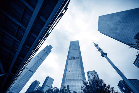 low angle view of skyscrapers in Chongqing,China.の写真素材