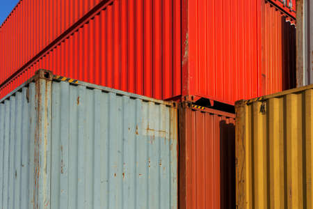 Colorful containers on the dockの写真素材