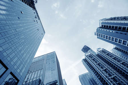 High-rise buildings in the financial district of the city, Jinan, China.の写真素材