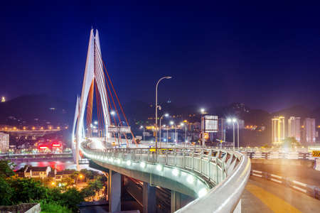 City square and modern skyscrapers, Guiyang, China.の写真素材