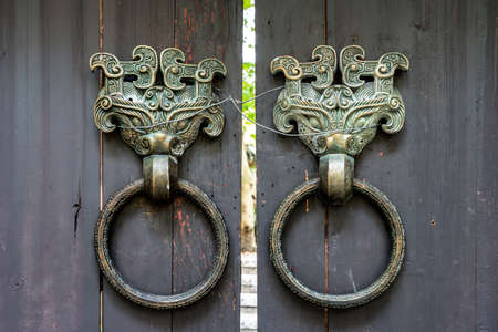 Classical bronze beast door knockerの写真素材