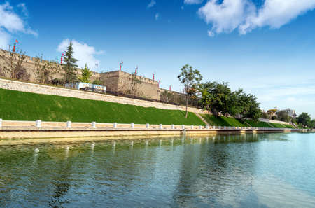 Xi'an ancient city wall and moat, China Shaanxi.の写真素材