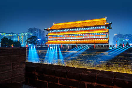 Yongning Gate Arrow Tower, Ming Dynasty City Wall, Xi'an, China.のeditorial素材