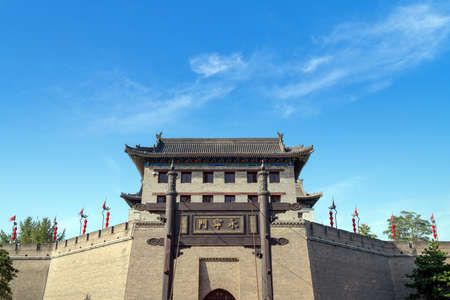 City wall of Xi'an, Yongning Gate, Sothern Gate.Translation: "Yongning Gate"のeditorial素材