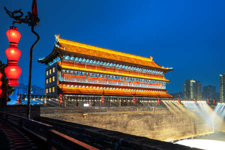 Yongning Gate Arrow Tower, Ming Dynasty City Wall, Xi'an, China.のeditorial素材