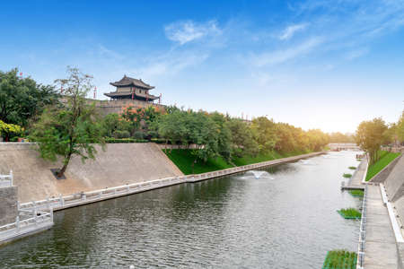Xi'an ancient city wall and moat, China Shaanxi.の写真素材