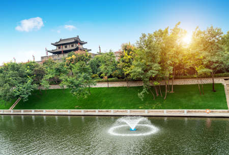 Xi'an ancient city wall and moat, China Shaanxi.の写真素材