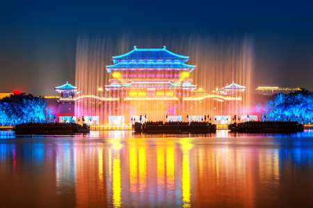 The night view of Ziyun Tower, it is a famous ancient building in Xi'an, China.のeditorial素材