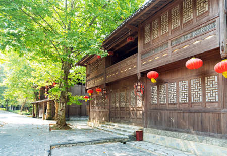 Chinese style traditional wooden buildingのeditorial素材
