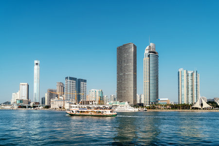 Sea and city view of Xiamen, Chinaのeditorial素材