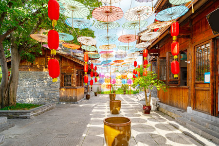 Xi'an commercial street with ethnic characteristicsの写真素材