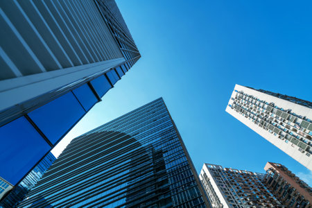 Modern skyscrapers in the business district, Xiamen, China.の写真素材