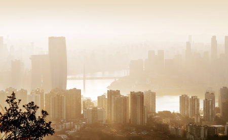 A city in the fog, Chongqing is in western China and is known as the "Fog City".の写真素材