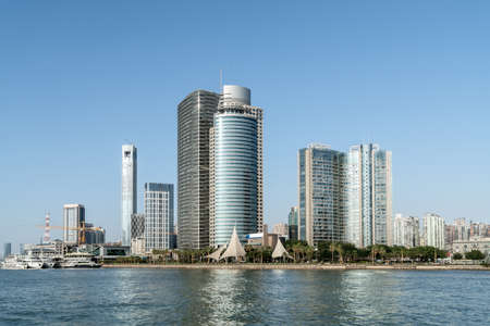 Sea and city view of Xiamen, Chinaの写真素材