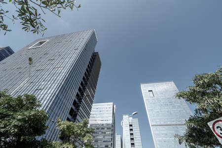 Modern skyscrapers in the business district, Xiamen, China.の写真素材