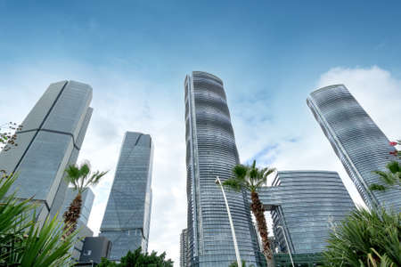 Modern skyscrapers in the business district, Xiamen, China.の写真素材
