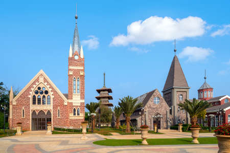 The church building on Haihua Island, Hainan, Chinaの写真素材