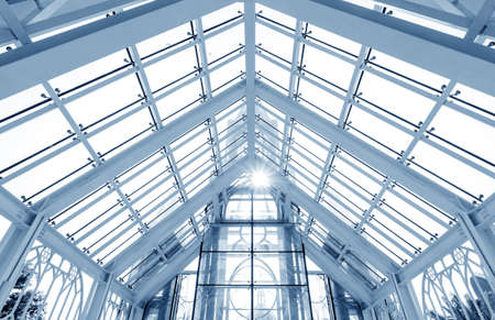 Transparent glass house in the parkの写真素材