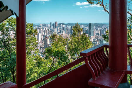Aerial view of Guiyang city landscape, Guizhou, China.の写真素材