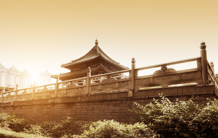 Classical architecture in Xi'an, Shaanxi Province, China.の写真素材