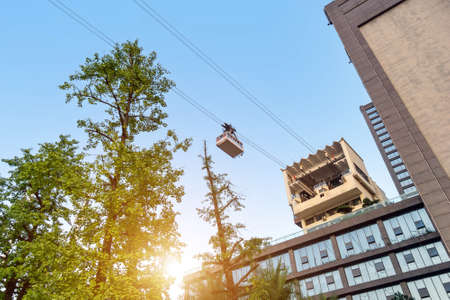 View from cableway over Yangtze river in Chongqing city (Chongqing, China)の写真素材