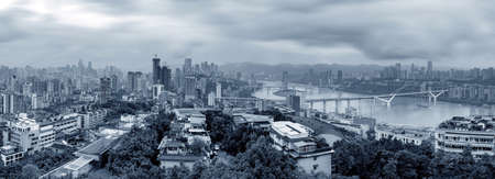 Chongqing city skyline, modern bridges and skyscrapers.の写真素材
