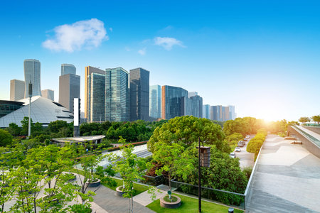 Modern buildings in Hangzhou Chinaの写真素材