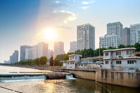 High-rise buildings in the financial district of the city, Beijing, China.の写真素材