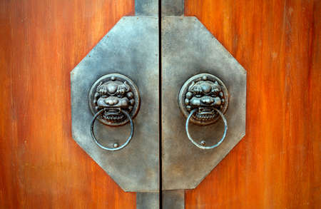 Classical bronze beast door knockerの写真素材