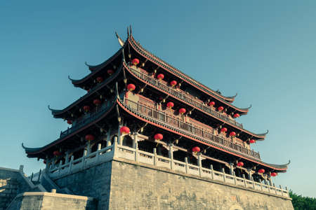 Ancient city and city wall ruins in Chaozhou, Guangdong Province, China.のeditorial素材