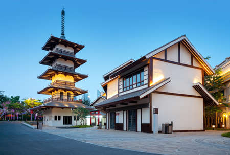 Japanese architecture in Haihuadao Park, Hainan, China.のeditorial素材