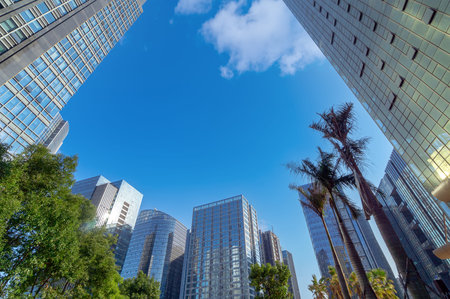 Modern skyscrapers in the business district, Xiamen, China.