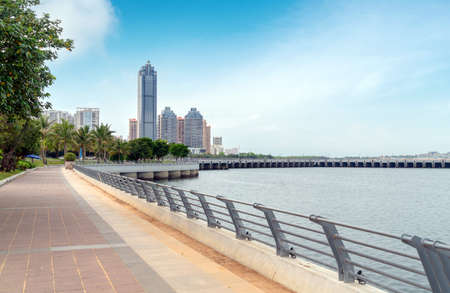 Sea and city view of Zhanjiang, Chinaの写真素材