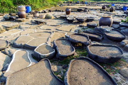 salt pan. With a history of more than a thousand years, Hainan, China.の写真素材