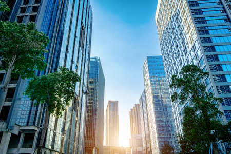 Modern skyscrapers in the business district, Xiamen, China.の写真素材