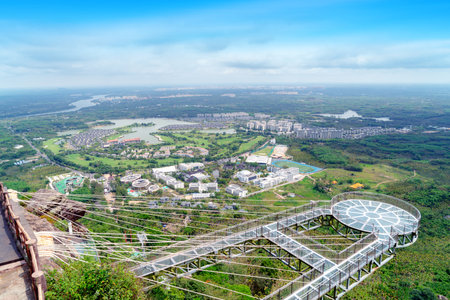 Glass viewing platform on the mountain, Qionghai, Hainan, China.の写真素材