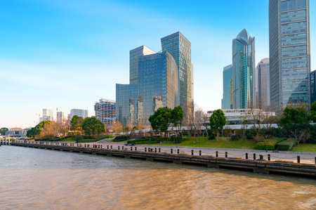 Shanghai skyline with modern urban skyscrapers, Chinaの写真素材