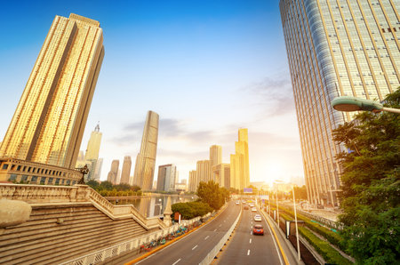 Urban architectural landscape in Tianjin, Chinaの写真素材
