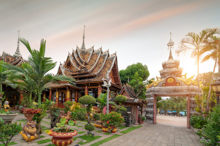 Beautiful buildings in ancient temples in Xishuangbanna, Yunnan, China.