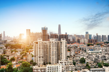 The old town on the bank of the Yangtze River, Wuhan, China.の写真素材
