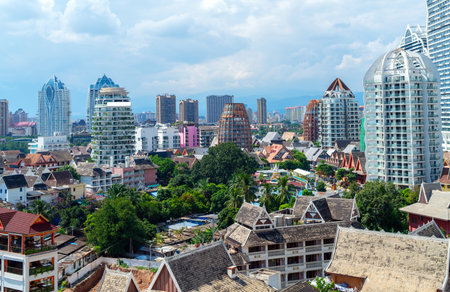 Southeast Asian style architecture in Xishuangbanna, Yunnan, China.の写真素材