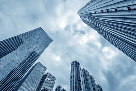 The skyscrapers in the financial district, Wuhan, Hubei, China.の写真素材