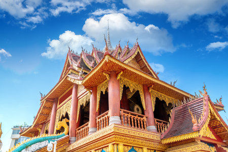 Beautiful buildings in ancient temples in Xishuangbanna, Yunnan, China.の写真素材