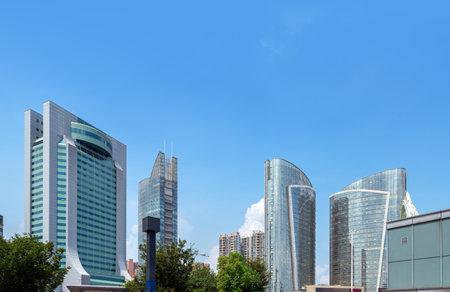 The skyscrapers in the financial district, Wuhan, Hubei, China.の写真素材