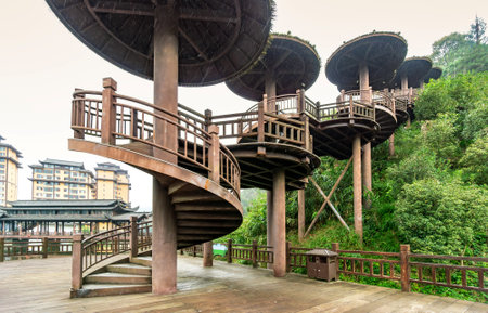 Scenery of Muyang River Wetland Park, Pingbian County, Yunnan, Chinaの写真素材